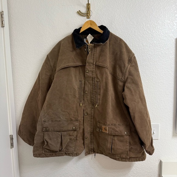 Vintage Carhartt Barn Coat – Brown Duck Canvas, Corduroy Collar, 3XL (CB2582) - Picture 1 of 16